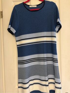 Sofina Blue Striped Knit Dress